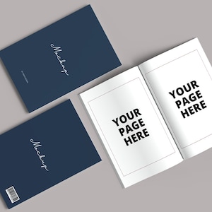 Realistic book cover and pages presentation, Book cover and pages template, Professional book layout, Open and closed book mockup scene