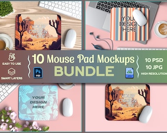 Ensemble de maquettes de tapis de souris, ensemble de maquettes de tapis de souris, maquettes modifiables de tapis de souris Psd et Jpg, ensemble de maquettes d'annonces, ensemble de maquettes de concept de bureau