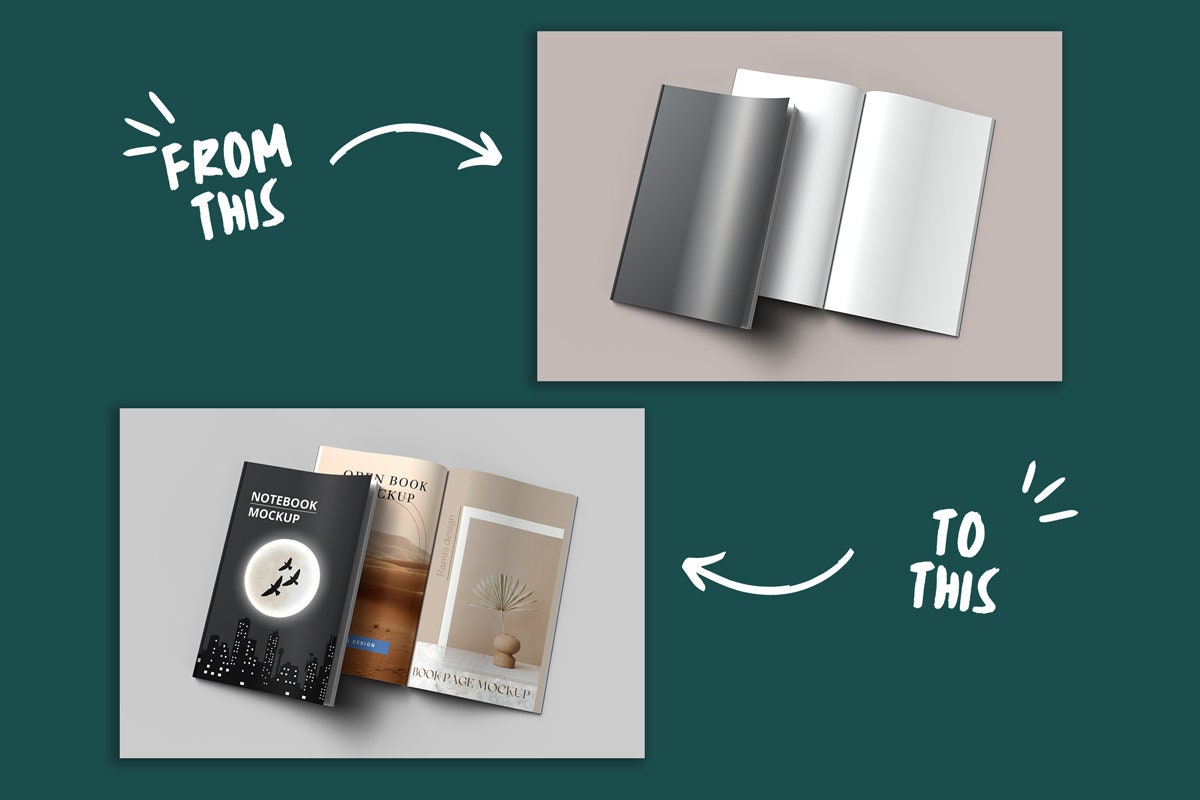 5 X 8 Inch Open and Closed Book Mockup Psd and Jpg, Open and Closed ...