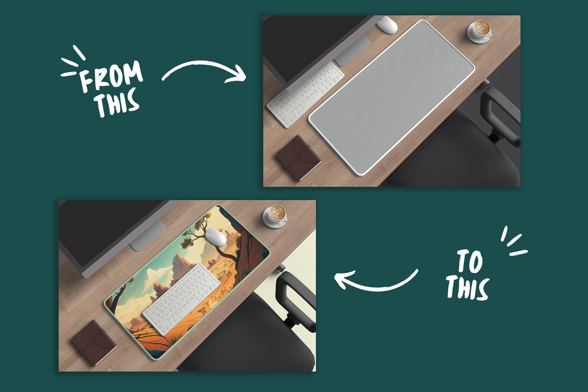 Desk Mat Mockup Fully Editable, Keyboard and Mouse Pad Mockup PSD ...