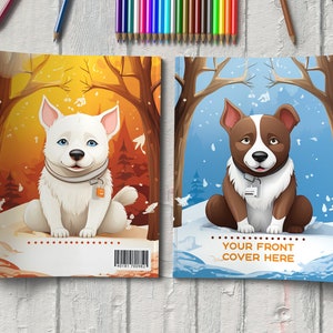 Front and Back 8.5x11 Book Cover Mockup, Digital coloring book template, Book cover layout design, Realistic coloring book cover mockup
