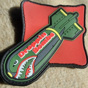 Droppin Bombs PVC cornhole bag pull patch