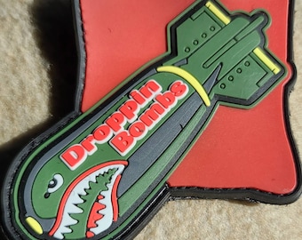 Droppin Bombs PVC cornhole bag pull patch