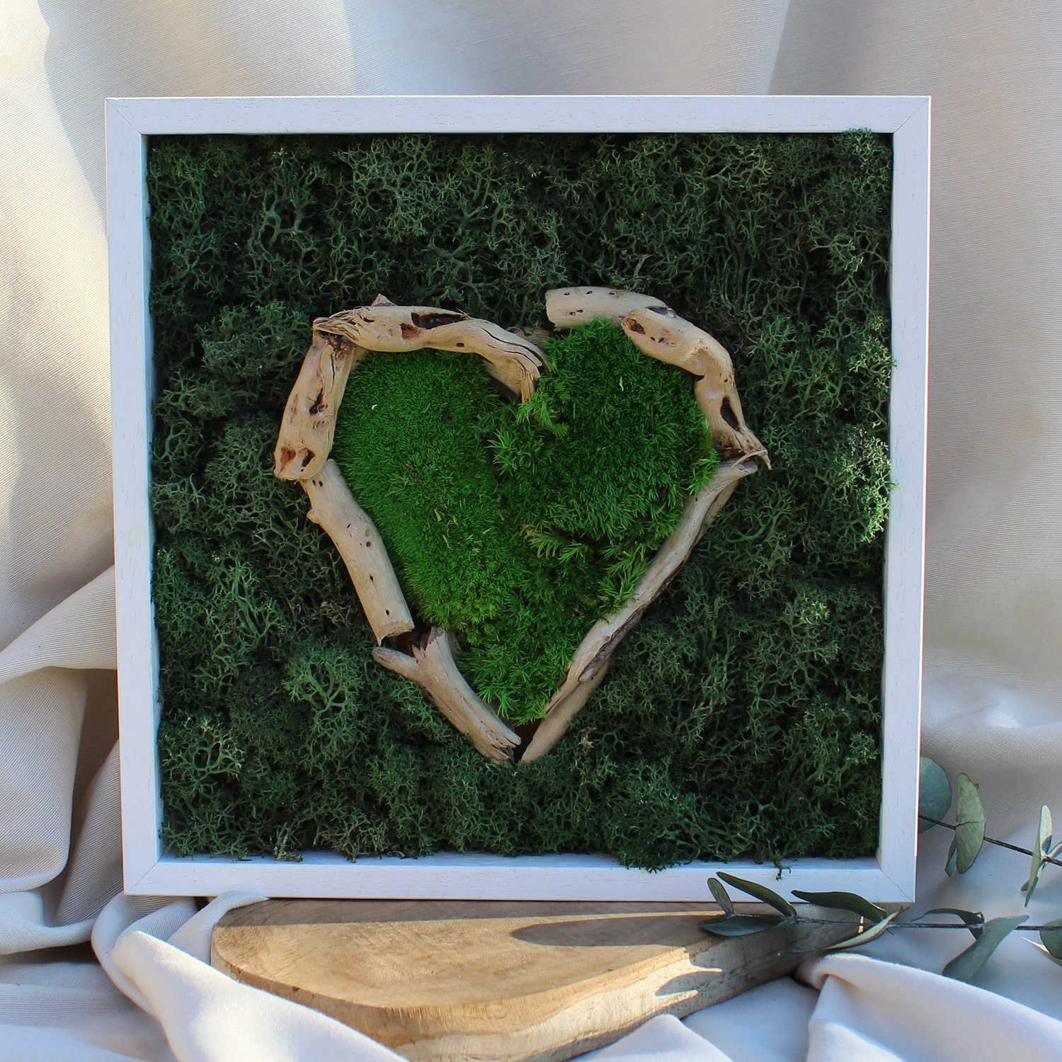 Cadre Végétal Coeur Naturel & Sans Entretien 25 X cm