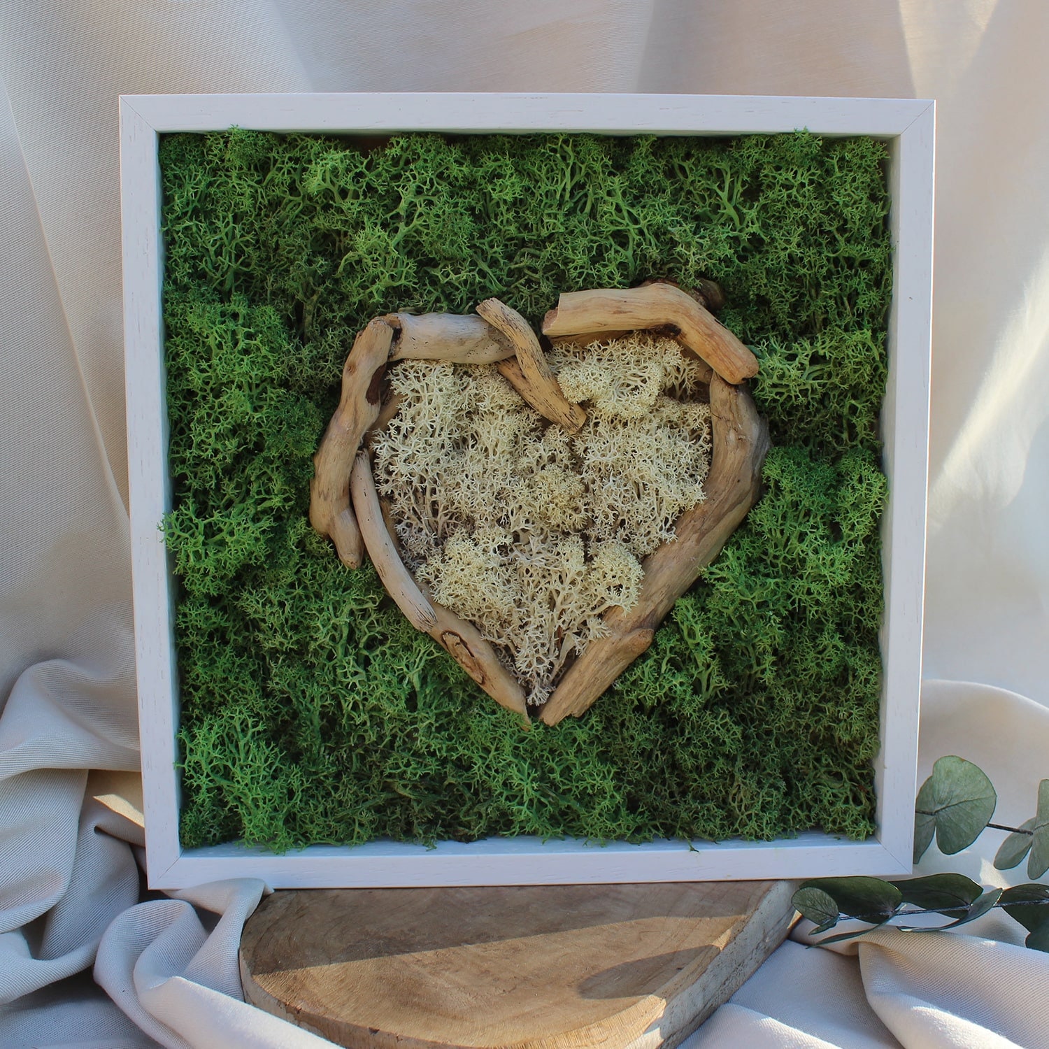 Cadre Végétal Coeur Naturel & Sans Entretien 25 X cm