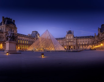 Louvre museum wall art/Paris/France/sunset/wall poster art/made in USA/handmade/home/office decor/art prints/paper/canvas/acrylic/metal