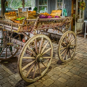 Vintage Florida Farm Wagon prints - Wooden Cart photto art for country home, farmhouse, or office decor, paper/canvas/acrylic/metal