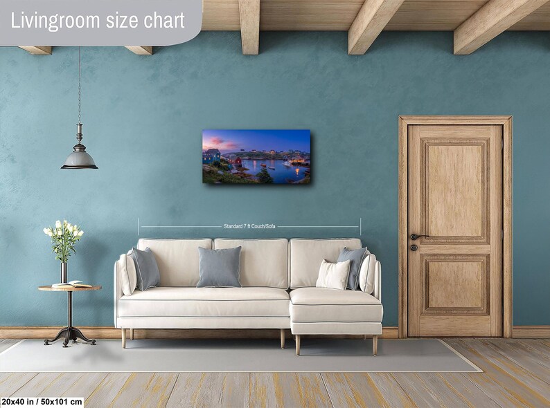Peggys Cove Print, Blue Hour Panoramic Wall Art, Coastal Metal Triptych ...