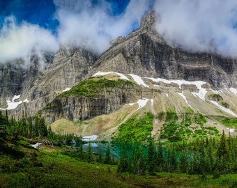 Glacier National Park wall art/CROPPED Pano/Iceberg Lake/nature photo/adventure/scenic hikes/wild/wonderful/paper/canvas/acrylic/metal