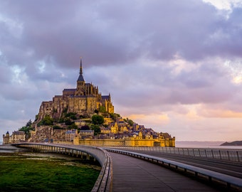Mont St Michel wall art/Normandy/France/Abbey/Prison/Hotel/Island/Castle/Sunrise/Mediaeval/knights/touristy/paper/canvas/acrylic/metal