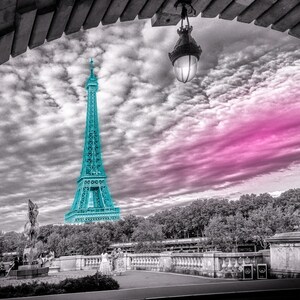 Eiffel Tower Prints, Paris at Dusk Poster, Seine River Views Art, Travel Photography, Tourist Gift, Abstract Cityscape Decor