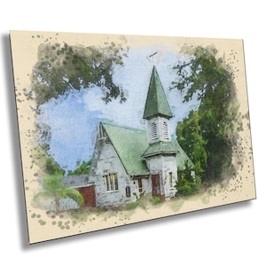 Chiesa episcopale dello Spirito Santo della Florida/Apopka/acquerello/ispirazione/Bibbia/Gesù/cristiano/Cappella/luogo del matrimonio/carta/tela/acrilico/metallo