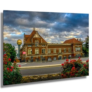 Stampe della Tennessee L&N STEM Academy/Knoxville/Stazione ferroviaria/James Agee/Appalachia/Sunsphere/Esposizione universale/storia/carta/tela/acrilico/metallo