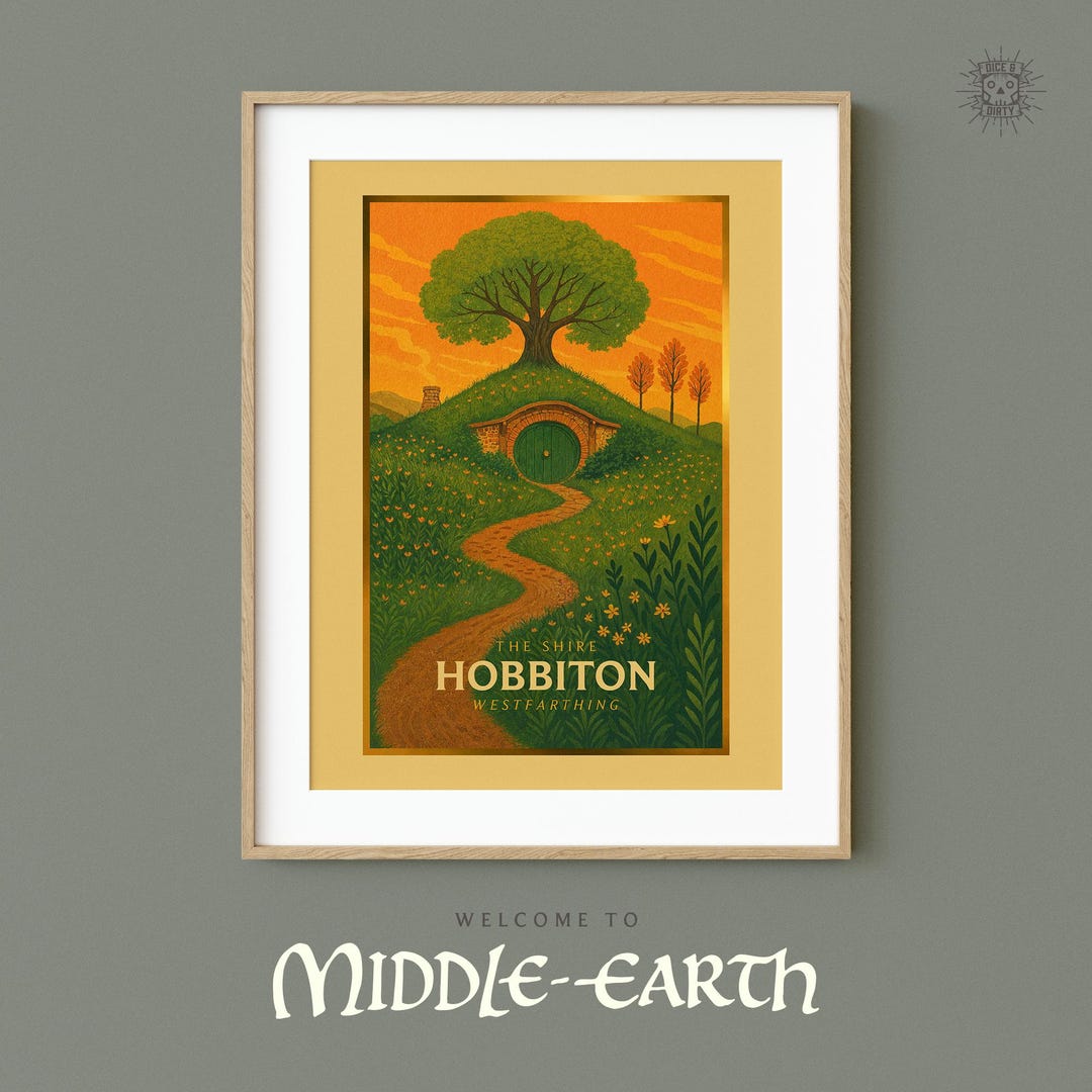 Hobbiton Lord of the Rings Poster | Middle-earth Travel Print ...