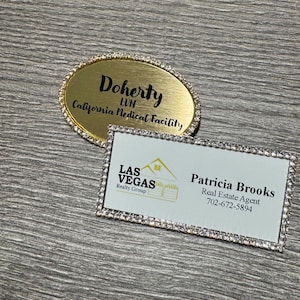 Rhinestone Bling Name Badge: Customizable Magnetic ID Tag