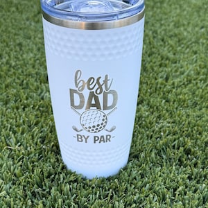 ステンレススチール製ゴルフタンブラー - 「Best Dad by Par」ステンレススチール製ゴルフギフト、お父さんへの断熱トラベルカップ