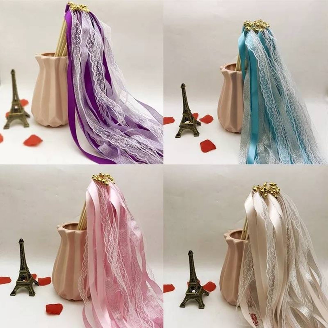 20 Coloured Wedding Wands With Bells Ribbon Bridal Etsy