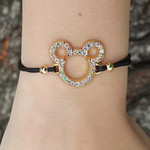 Mickey Mouse Holographic Crystals Bracelet, Mickey Jewelry, Iridescent Crystals, Disney Gift, Mickey Mouse Icon, Gift for Her, Gift for Kids