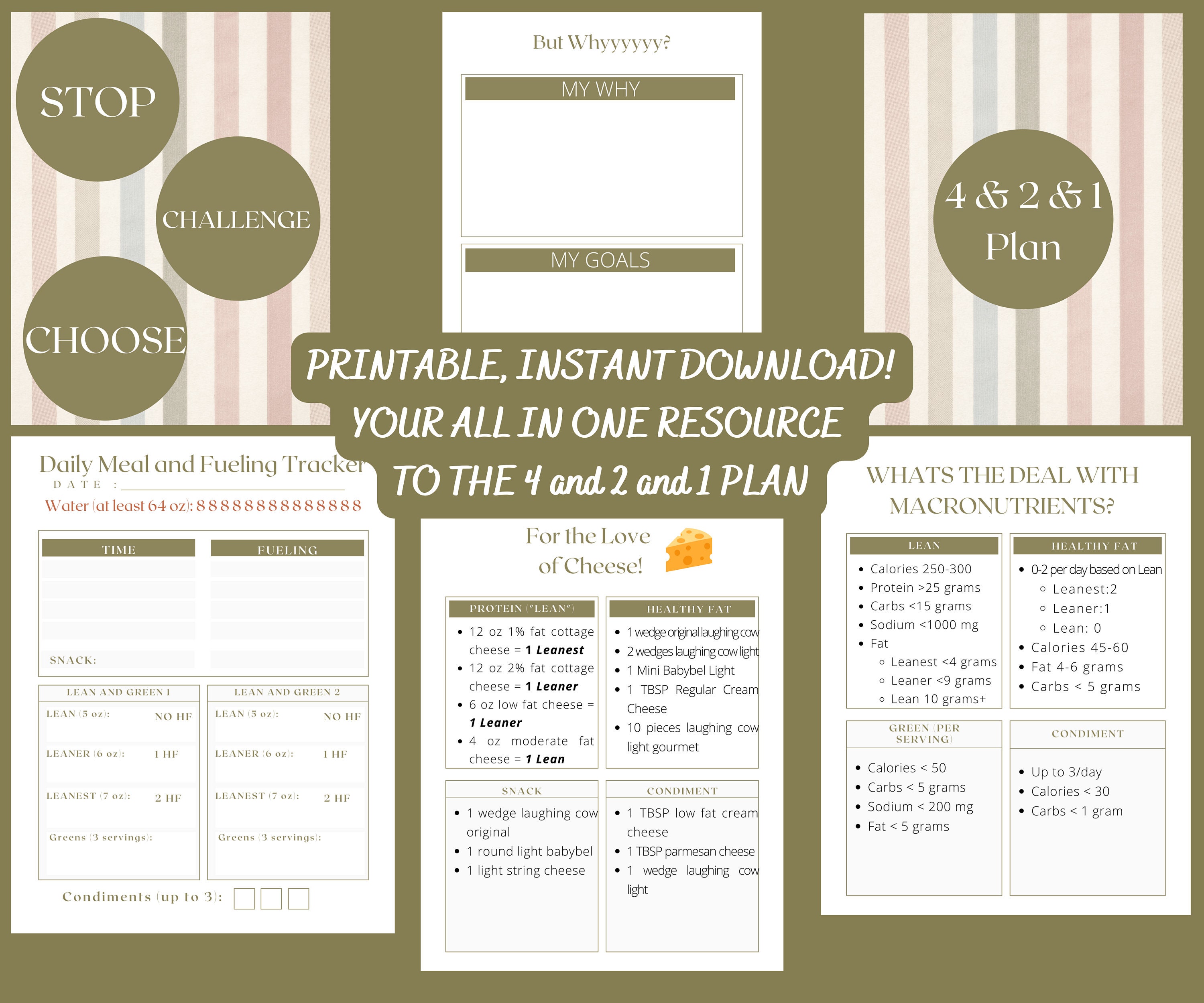 OPTAVIA 4 and 2 and 1 PRINTABLE and FILLABLE | Fueling Hacks | 4 and 2 ...