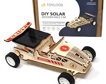 Solar Wooden Race Model Car Kit Toy - STEM Projects for Kids DIY Science 3D Puzzle for Gift for Girls and Boys