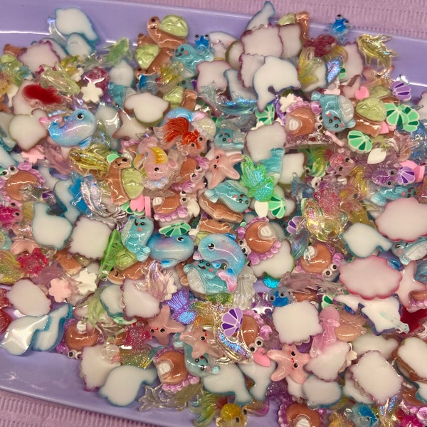 Random Nail Charms - Ocean/Sea Creature Mix - Starfish, Dolphins, Turtles, Crabs, Shells