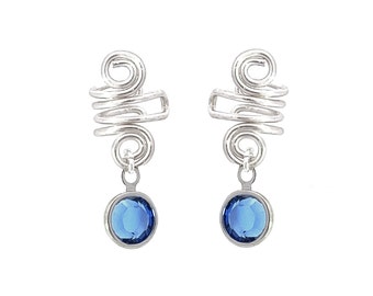 Simple sapphire ear cuff - September birthstone - Blue ear cuff