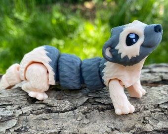 3D Printed Mini Ferret Figure – Flexible Elongated Fun Fidget