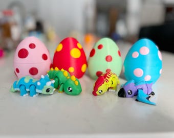 Easter Basket Stuffer: Mini 3D Printed Dinosaur in Egg – Cute Collectible Toy for Kids