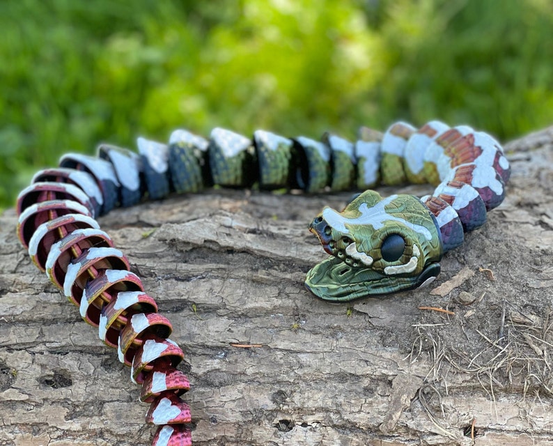 3D Printed Large Flexible Ball Python Toy Realistic and Flexible Snake ...
