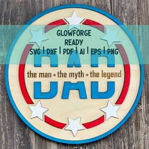 Father's Day Sign | Glowforge Project SVG File | The Man, The Myth, The Legend