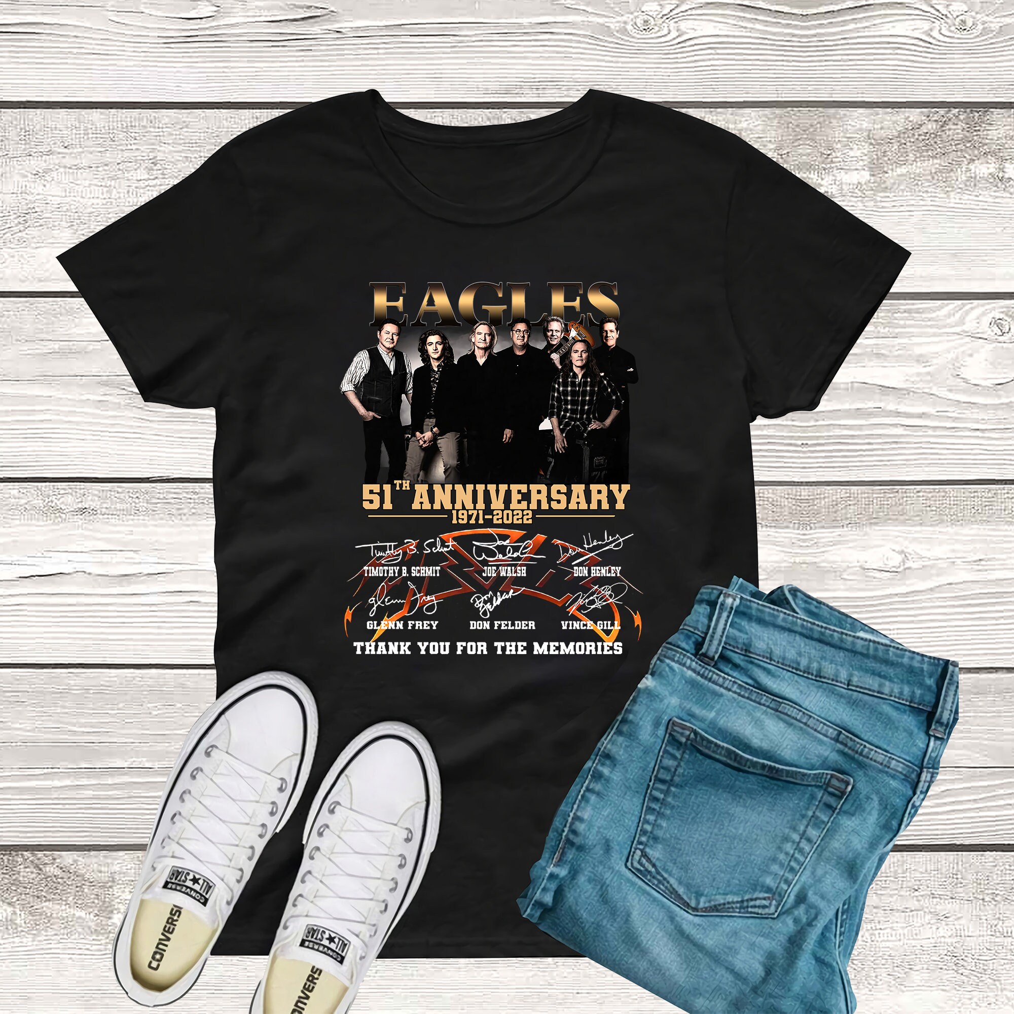 Eagles 51th Anniversary 19712022 Signatures TShirt, Eagles Rock Band Shirt