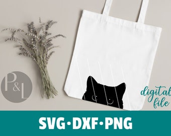 Black Cat Peeking DIGITAL DOWNLOAD only, commercial use - svg - dxf - png