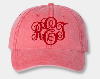 Personalized Embroidered Monogram Hat with Initials. Custom Cap Gift idea for sisters. Bday Gift for Friend Bridesmaid Bachelorette Party