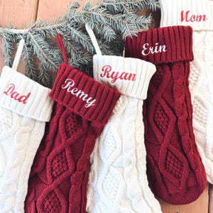 Custom Christmas Stockings for family. Personalized monogram name to match holiday gifts and decor.