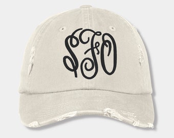 Personalized Embroidered Monogram Hat with Initials. Custom Cap Gift idea for sisters. Bday Gift for Friend Bridesmaid Bachelorette Party