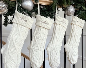 Family Stocking with names 2025. Personalized embroidery to match your home and x-mas decor.