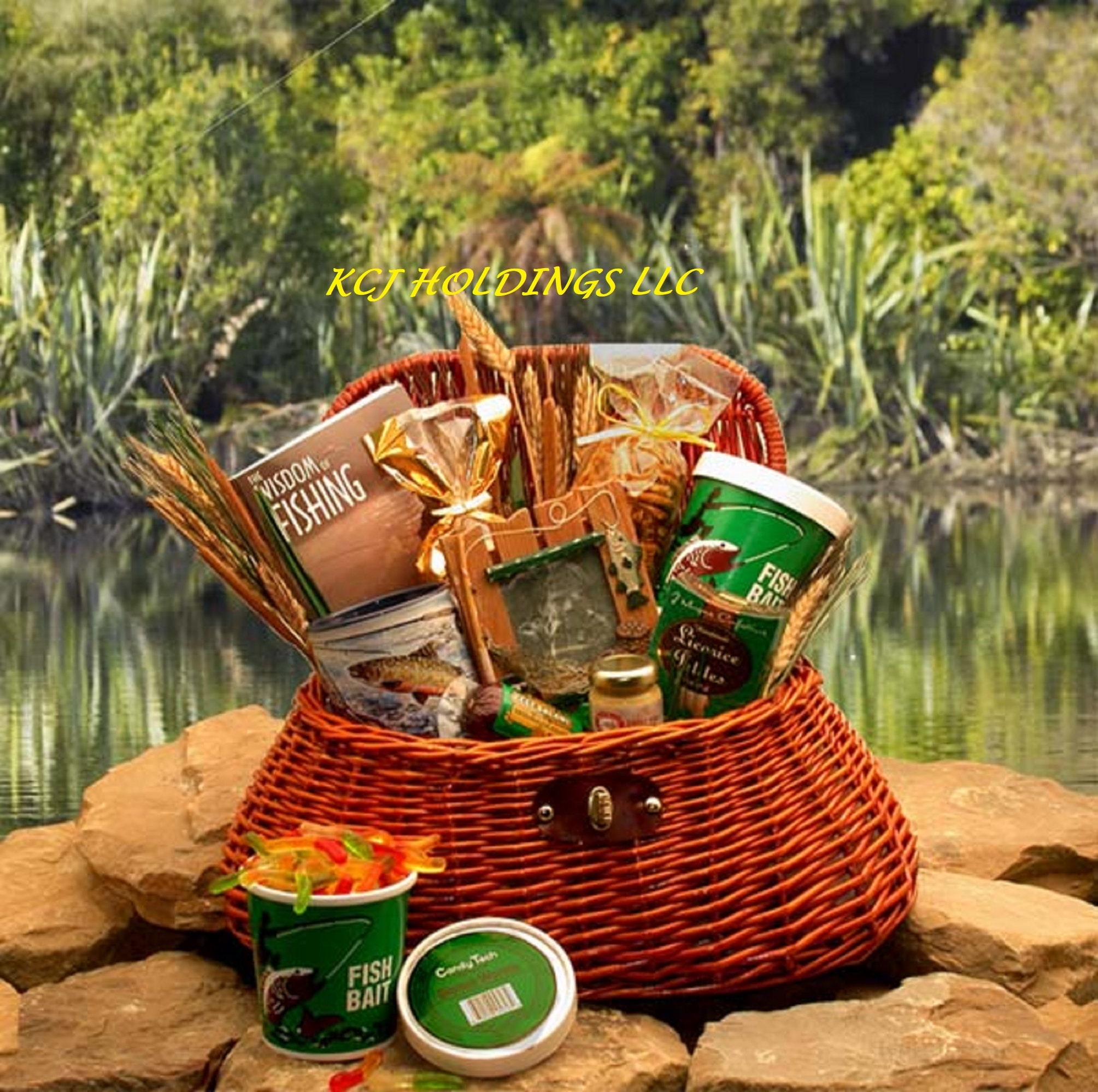 The Fisherman's Fishing Creel Gift Basket Gift Basket for Father's Day  Birthday Gift Basket Care Package Gift Box for Men