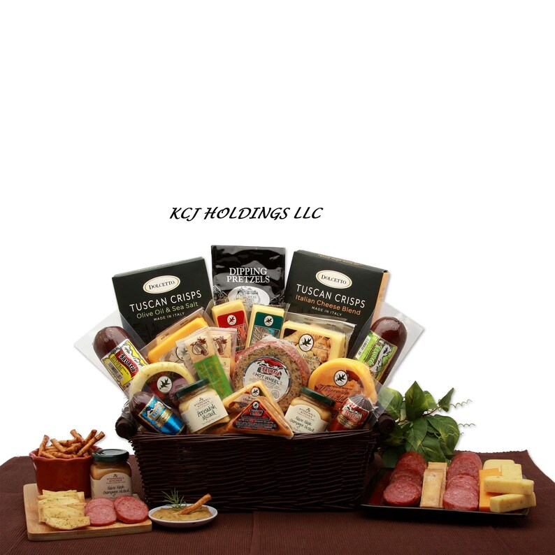 Ultimate Meat & Cheese Sampler Gift Basket Charcuterie Board Family