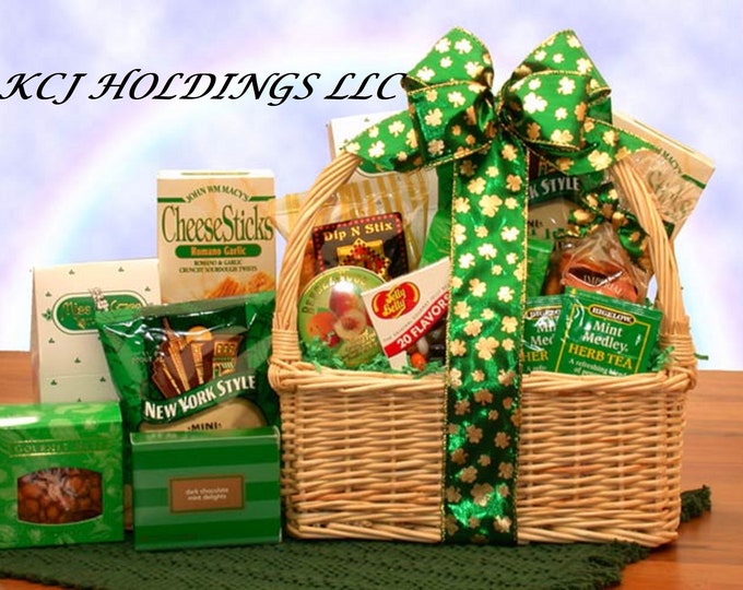 St Patties Snacks, St. Patrick's Day Gift, Gift Basket, Care Package, Corporate Gift, Student Gift, Gourmet Gift Basket
