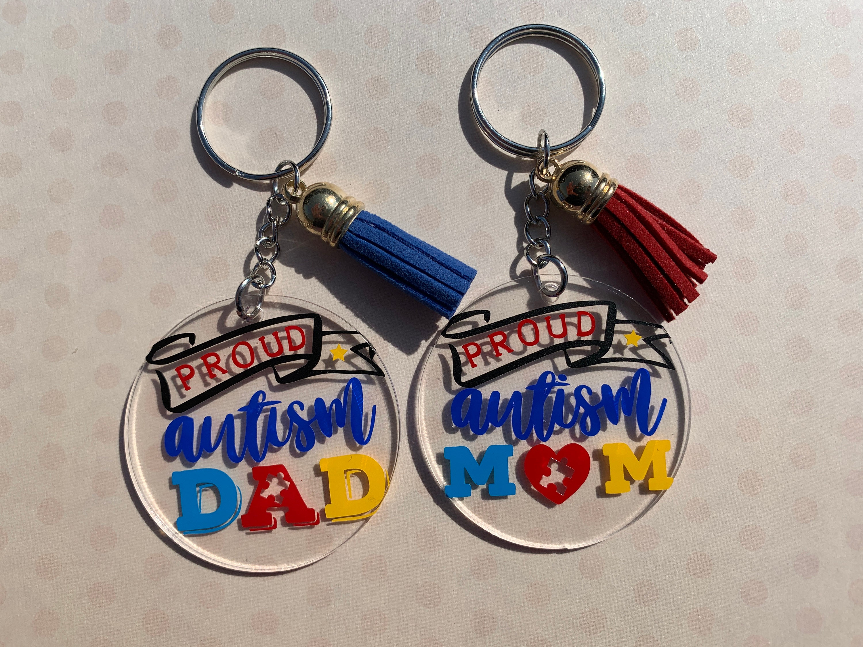 Autism Mom Dad Keychain