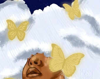 Lámina artística de mariposas: Arte mural de transformación onírica (lista para enmarcar)