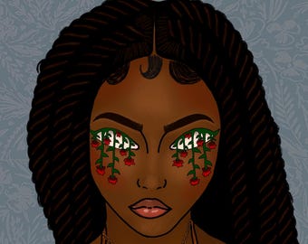 Lámina artística "Crisos Florales": Retrato evocador, arte mural emotivo.