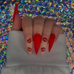 Gel Press On Nails | Custom Nails | Hand Painted Nail Art | Reusable Press Ons | Fake Glue On Nails | Comes With a Free Prep Kit