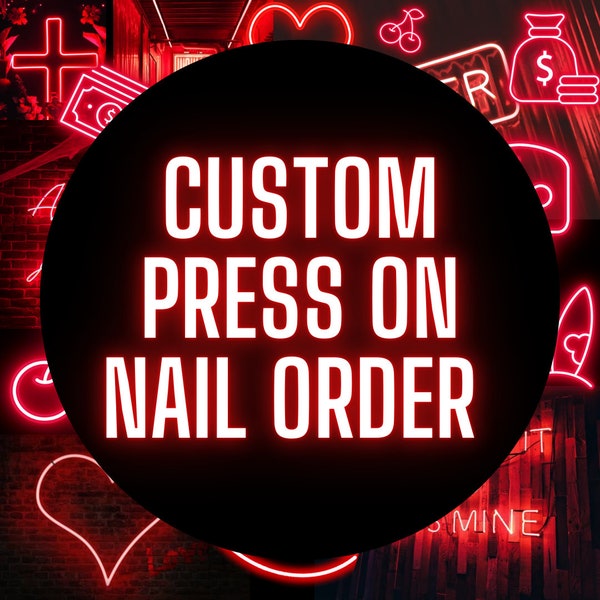 Custom Press On Nail Order | Gel Press Ons | Hand Painted Nail Art | Reusable Press Ons | Fake Glue On Nails | Comes With a Free Prep Kit