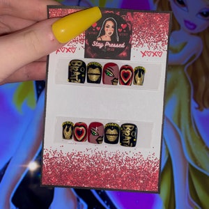 Unhas de gel press on | Unhas personalizadas | Nail art pintada à mão | Unhas press on reutilizáveis | Unhas postiças com cola | Vem com um kit de preparação grátis