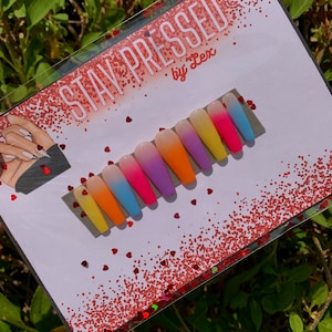 Gel Press On Nails | Custom Nails | Hand Painted Nail Art | Reusable Press Ons | Fake Glue On Nails | Comes With a Free Prep Kit