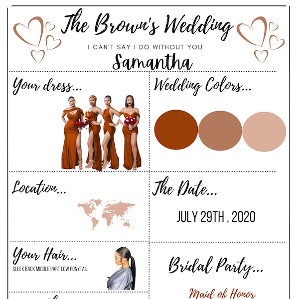 Bridesmaid Breakdown Card-Bride- INSTANT DOWNLOAD Editable on CANVA and Printable Template - Bridesmaid Proposal Box Essential Gift