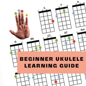 Beginner Ukulele Chords, Ukulele Learning Guide, Easy Ukulele Chords, Printable Ukulele Chord Guide