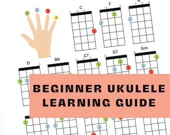 Beginner Ukulele Chords, Ukulele Learning Guide, Easy Ukulele Chords, Printable Ukulele Chord Guide