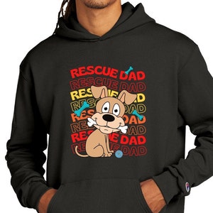 Rescue Dad Unisex Champion Hoodie, Cadeau voor Doggy Daddy, Dog Lovers Sweatshirt, Pet rescue shirt in herfst thema kleuren